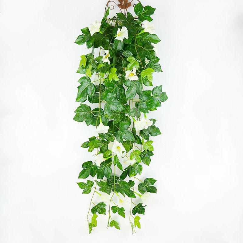 

Basket Hanging Artificial Flower Silk Morning Glory Vine Home Wall Decor White
