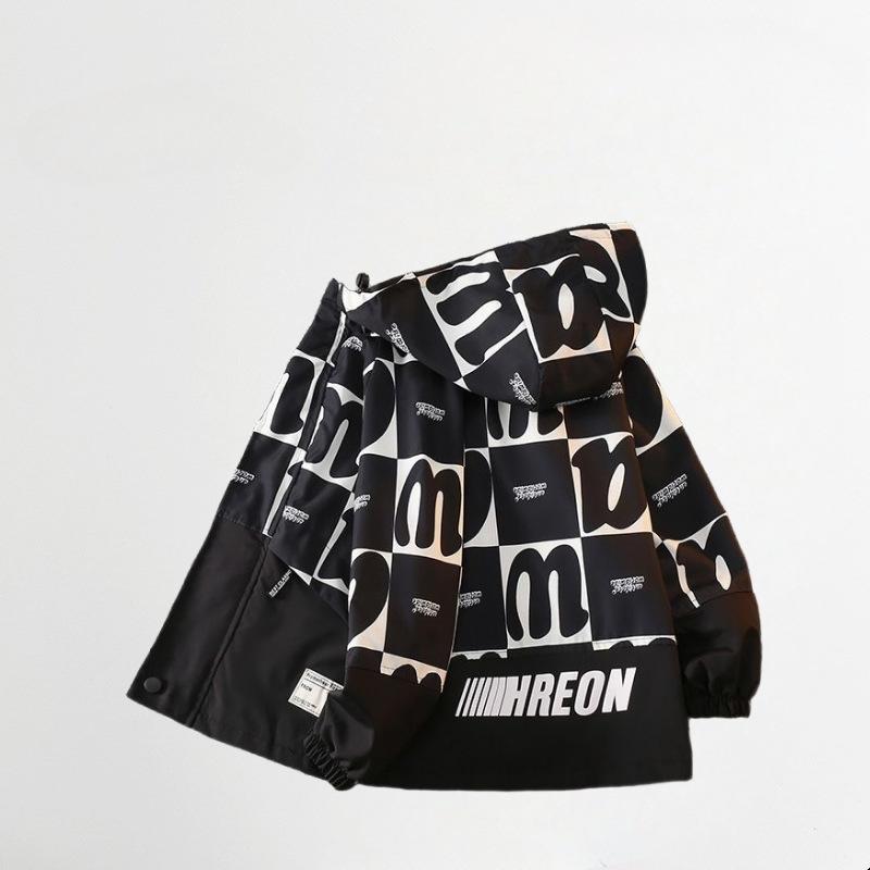 Didelio dydžio pavasario rudens paauglių berniukų paltai kasdienis lauko gobtuvas vaikiškas džemperis 5-14 metų išvaizdus vaikiškas vėjo nepraleidžiantis švarkas