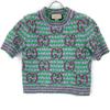 Gucci 695796 Green X Purple Cotton Maxi GG Short Sleeve Knit Tops S Green/PurpleUsed