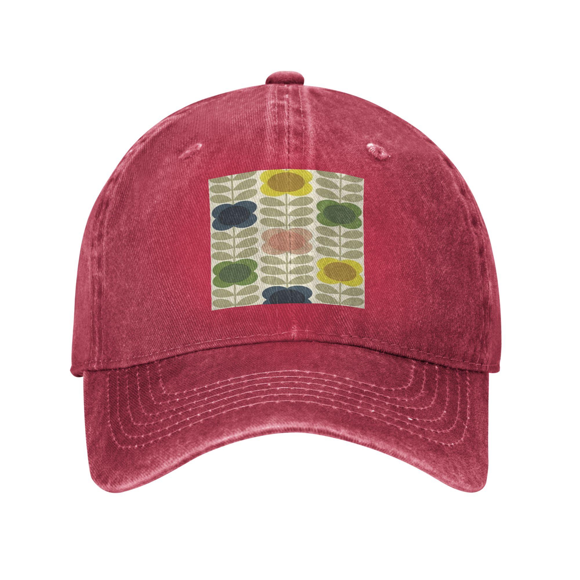 

orla kiely, multi stem flowers, colorful flowers Washed Denim Cap Baseball Caps Adjustable Hat Summer Unisex Baseball Hats One Size