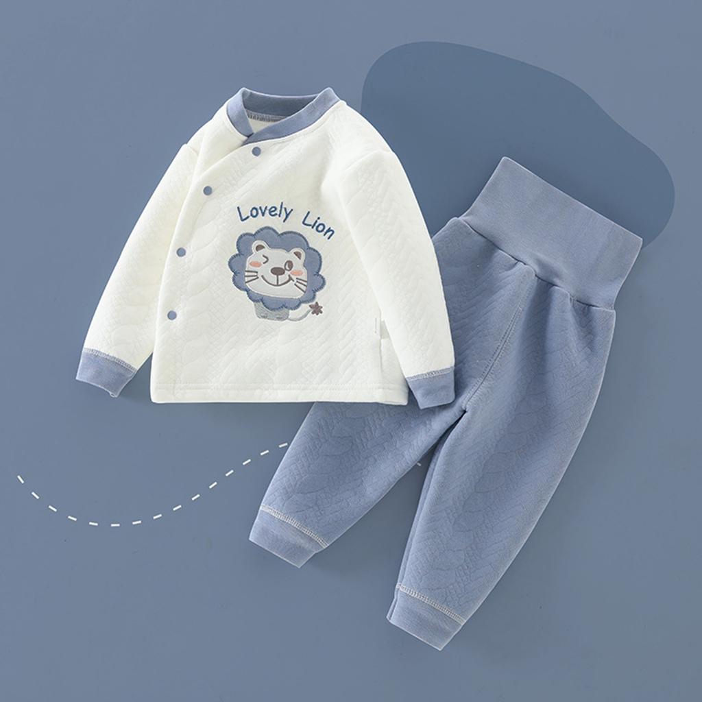 Damen Warmes Bekleidungsset, Baumwollgepolsterte Kinderunterwäsche Zweiteiliges Set