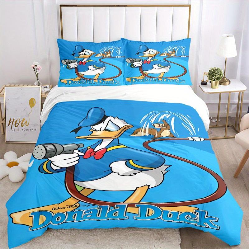 3pcs Blue Donald Duck Printed Quilt Set Soft and Comfortable Quilt Cover for Bedroom, Guest Room W003