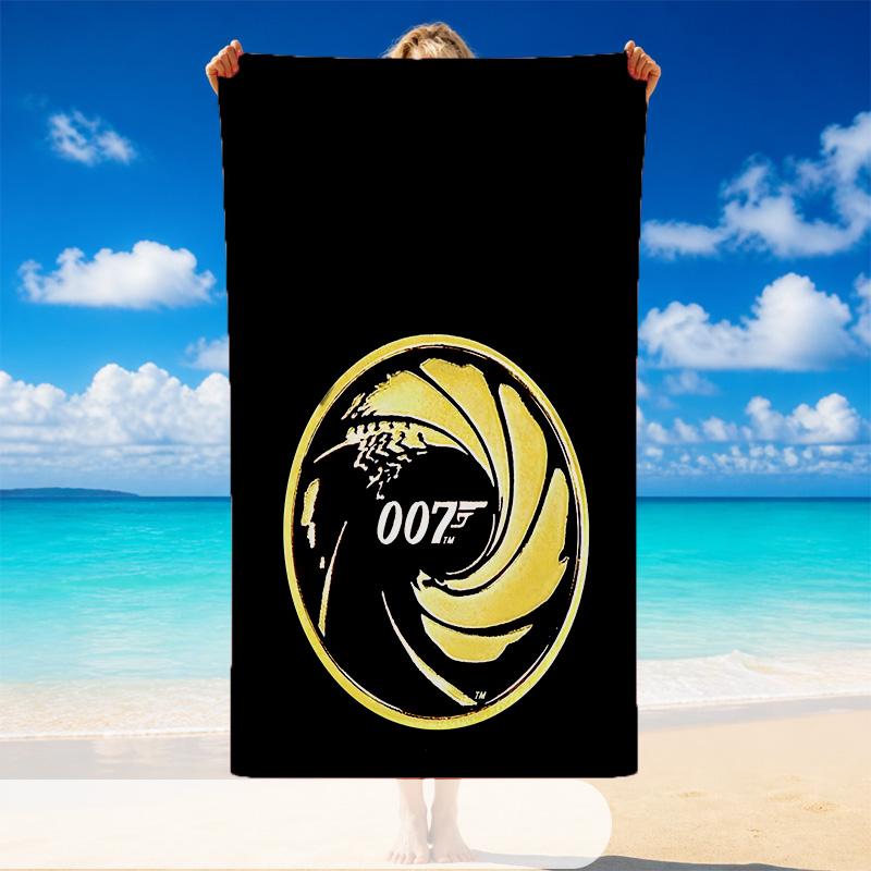 Quick Dry Beach Towel James Bond 007 Pattern, Lightweight Absorbent Towel for Pool Beach Vacation Use