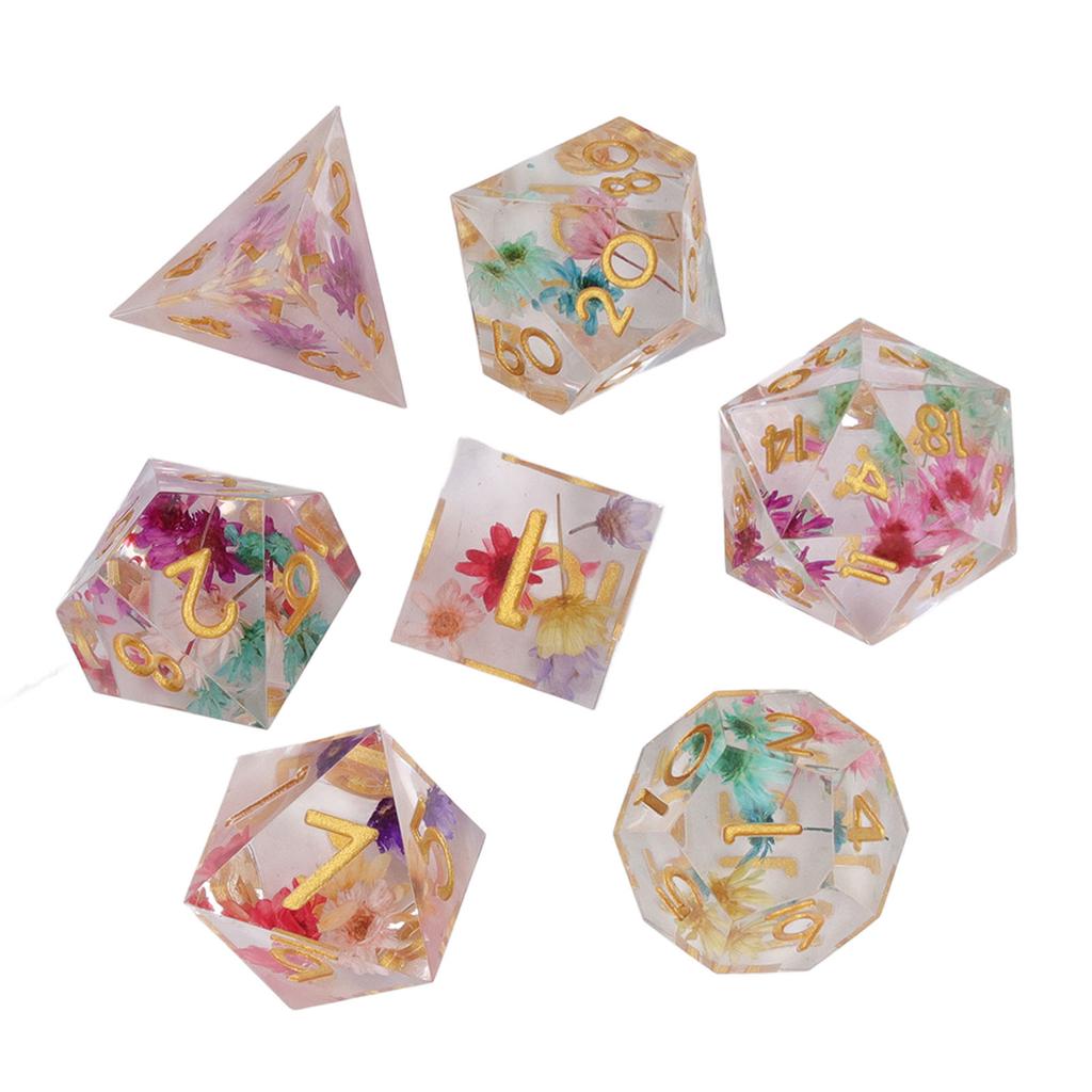 7pcs Resin Role Playing Game Dice Men Women Portable Exquisite Polyhedral Dice Set for Holiday