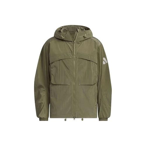 adidas men s fashionable, comfortable, versatile hooded jacket in olive XL оливковый