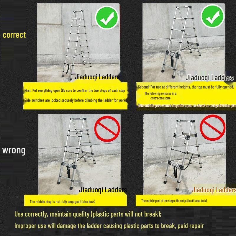 Portable Aluminum A-Frame Telescopic Ladder - Multi-Purpose, Folding, Single-Sided for Household or Engineering Use