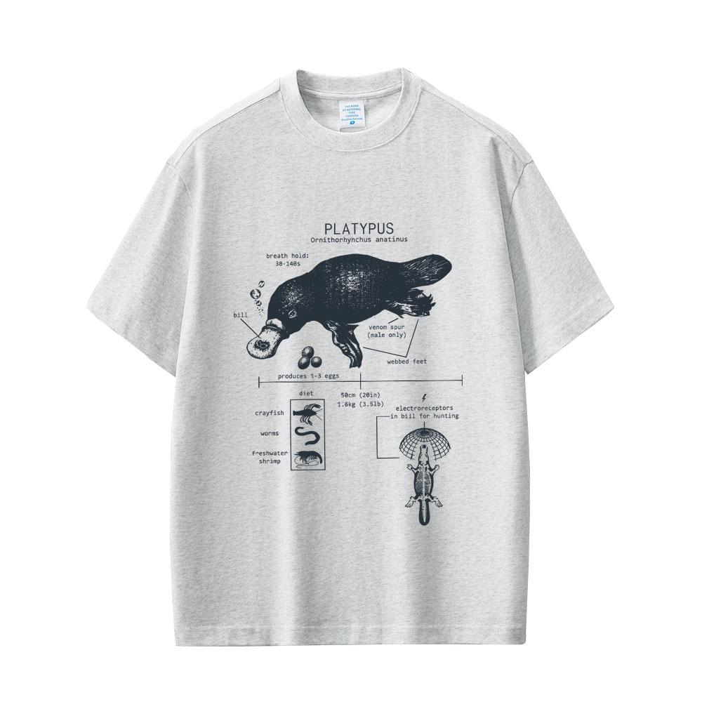 Maglietta Grafica Divertente Anatomia dell'Ornitorinco Uomo Donna Casual Oversize Girocollo Magliette Maschili Vintage Streetwear Moda Maschile Maglietta