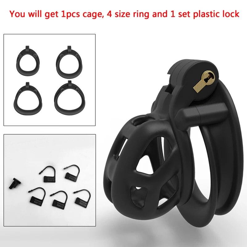 Newest!!!  V6 Version 3D Printed Double-Arc Chastity Device with 4 Size Ring, Penis Ring Lock Cage Cock Belt, Adult Sex Toys