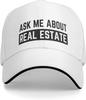 Ask Me About Real Estate Baseball Cap Polyester Adjustable Summer Outdoor Work Hat for Adult Unisex