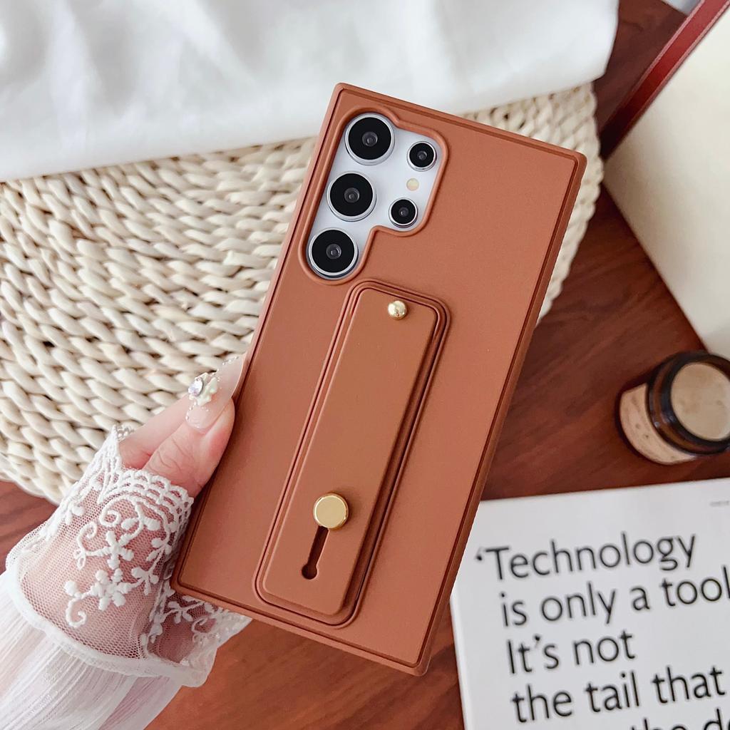 Suitable for Samsung S25ultra Mobile Phone Case S24 Bracket Mobile Phone Case S23 Wristband S22 Simple Silicone Men and Women