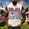 Men's Casual Short Sleeve Polo Shirt with Graphic Print and American Flag Pattern Sleeves Button Down Collar Athletic Fit