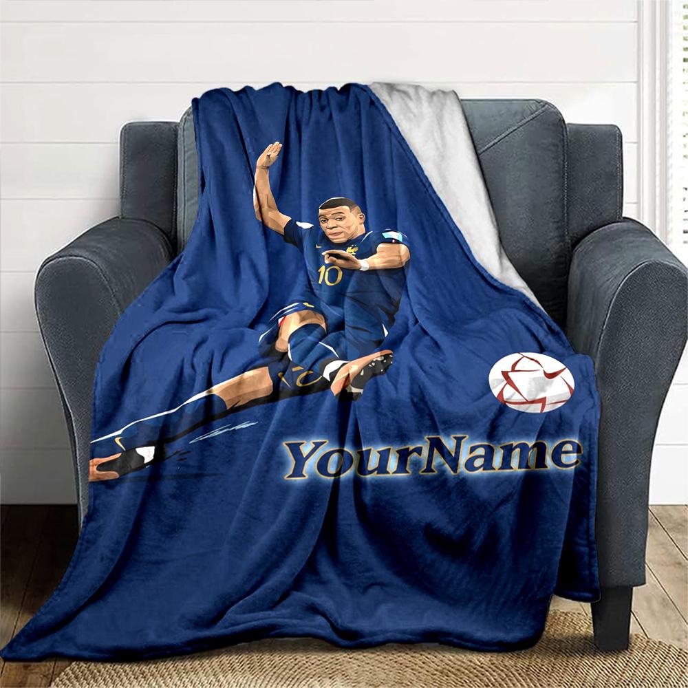 Mbappe Personalized Text Blanket Multi-purpose Customizable Blanket Soft & Cozy Perfect for Home Decor Picnics Seaside Bedding for All Occasions
