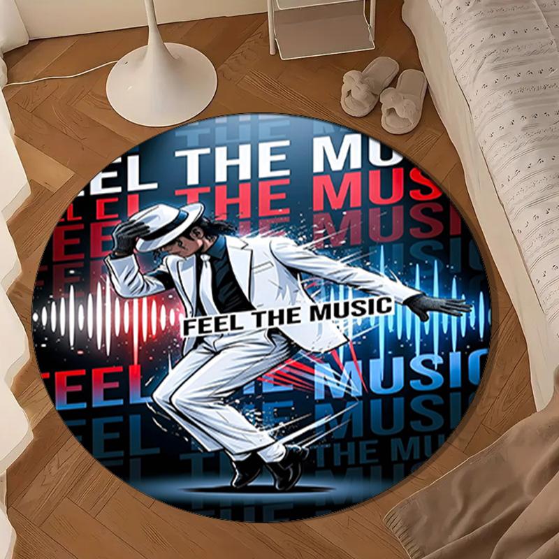 Michael Crowned Legacy Round Rug for Livingroom,Bedroom, Palyroom, Chair Rug, Area rug, Circle Carpet, Large Size Decor Fan Christmas gift