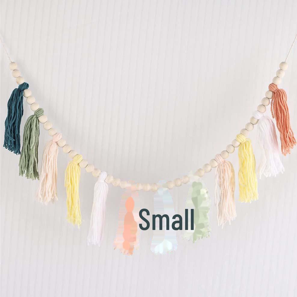European & American Style Wool Thread Wooden Beads Tassel Wall Hanging Ornament