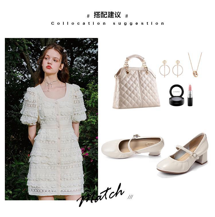 Soft Sheepskin Round Toe Thick Heel Mary Jane Shoes