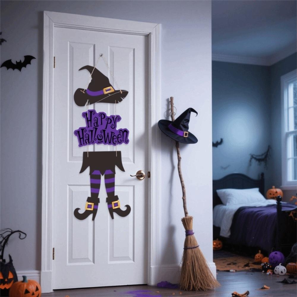 Spooky Witch Hat Pendant Scary Door Hanging Ornaments Halloween Witch Legs Pendant  Party Supplies