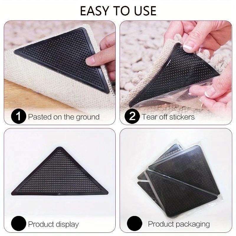 4/8pcs Triangular Carpet Anti Slip Stickers for Tile Floor Carpet Corner Pads Washable and Reusable Nano Anti Slip Fixed Pads