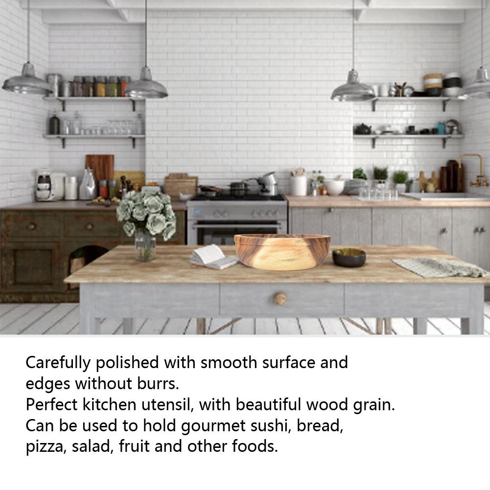 Haushalt Küche Holz Mahlzeit Schüssel Suppe Obst Salat Lebensmittel Container Geschirr Werkzeuge 32,5x10,5 cm