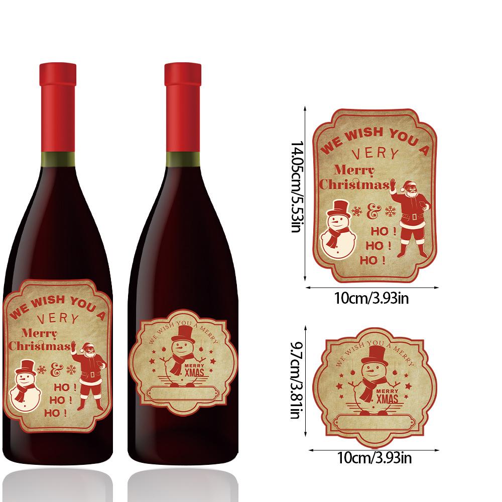 New Style, Christmas Theme, Copperplate Paper, Adhesive Bottle Stickers, Party Decorations, Red Wine Bottle Decoration Stickers, Holiday Supplies