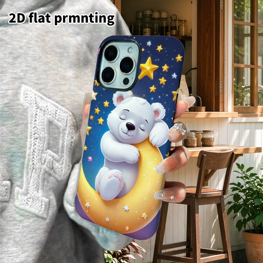 Phone Case: 2D Flat Suitable for iPhone 18 17 16 15 14 13 Pro Film Protective Case, Couple Style, Sleepy Little White Bear, Christmas and Halloween Gi