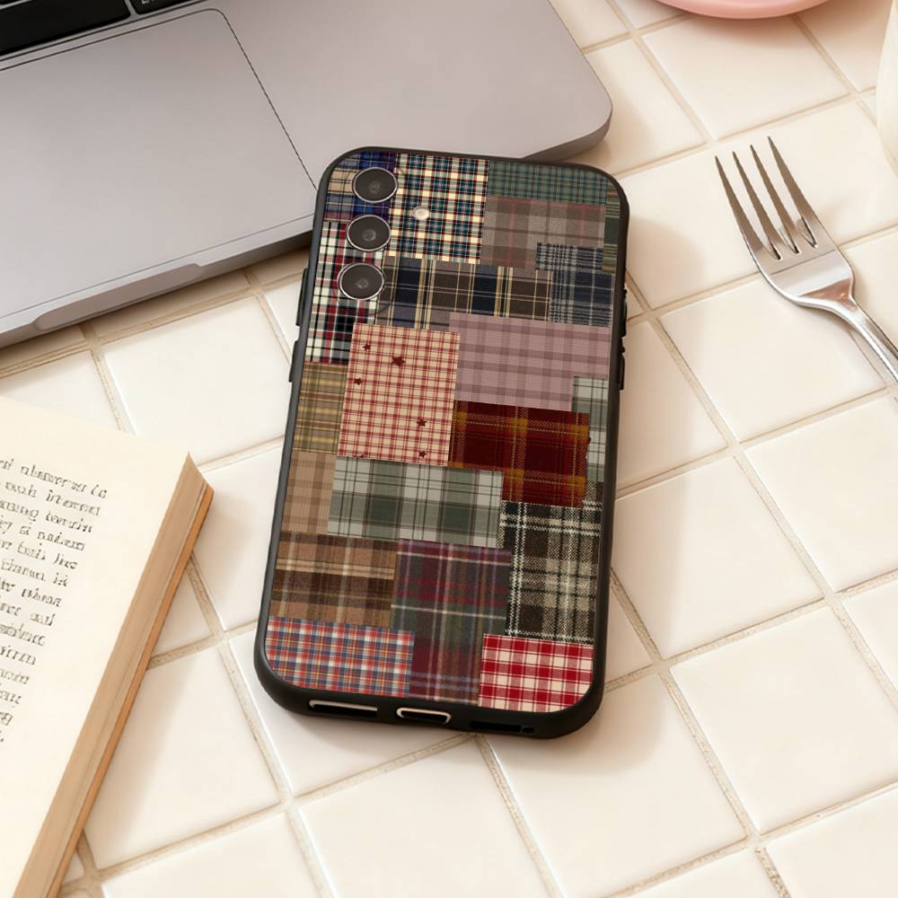 Scottish Tartan Pattern Phone Case For Samsung Galaxy A73,A72,A71,A70,A53,A52,A51,Others Soft Black Shell