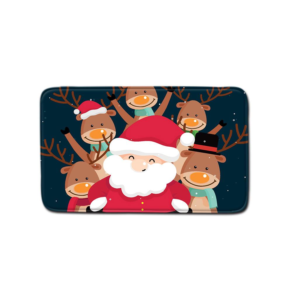 Christmas Shower Curtain Four-Piece Toilet Floor Mat Non-Slip Doormat Water Absorption And Dust-Proof Carpet