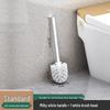 Wall-Mounted Soft Bristle Toilet Cleaning Set with Long Handle and Storage Rack