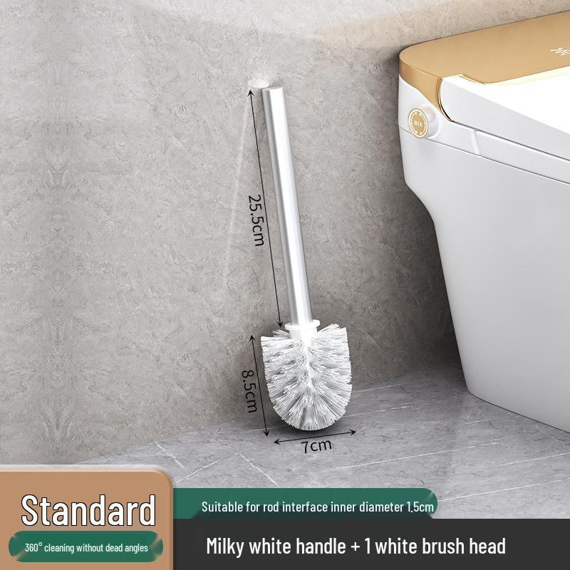 Wall-Mounted Soft Bristle Toilet Cleaning Set with Long Handle and Storage Rack