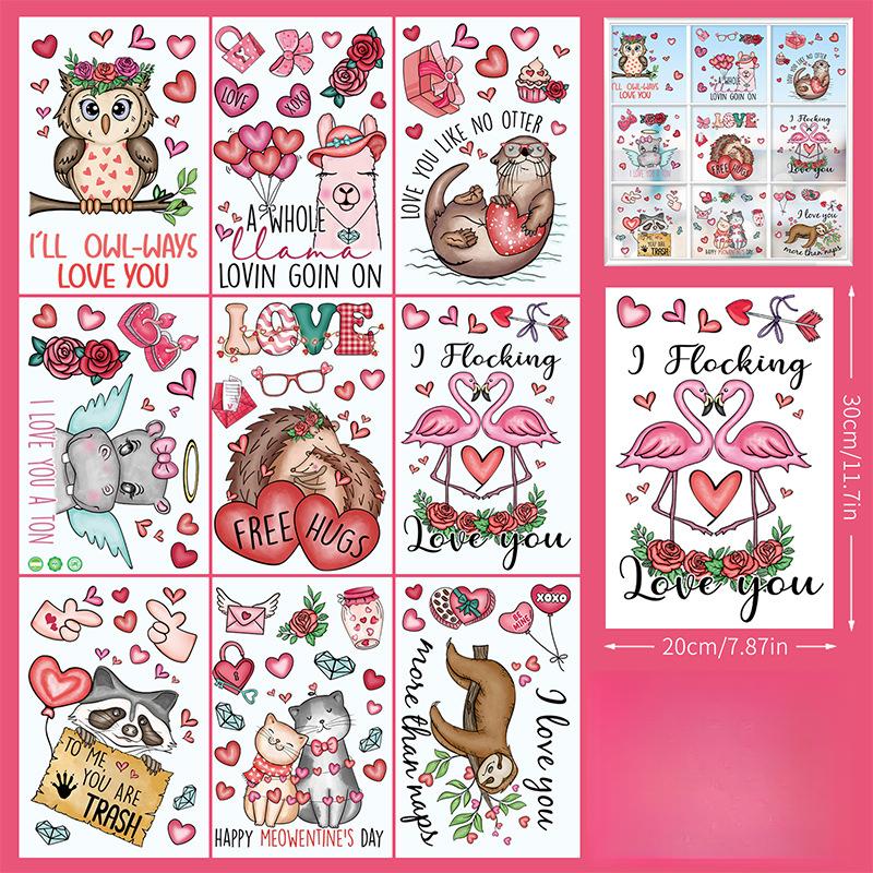 

День святого Валентина Любовный медведь Витрина Стеклянная дверь Инспекционное окно Наклейки Украшение Креативная любовь C