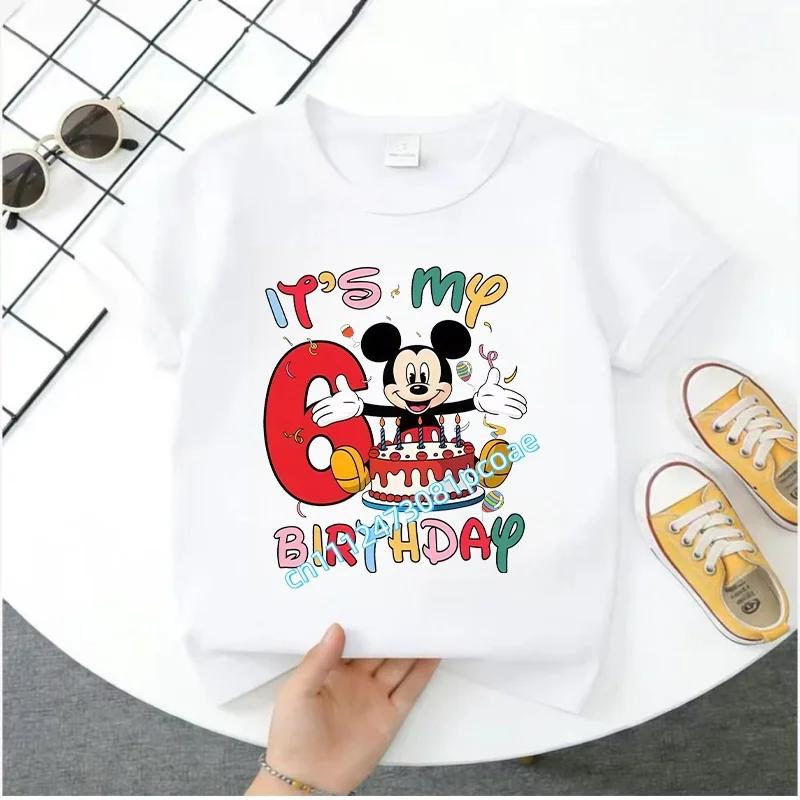 Minnie Mouse  Tshirt Kids Number Tshirts Cute Cartoon Base Tee White Pink Summer Soft ShortSleeve Clothes Birthday Gift