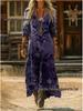 2026 Spring Retro V-neck Long-sleeved Plus Size Dress