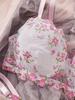 Plus-size Sexy Bra Set with Country-style Embroidery and Small Floral Patterns