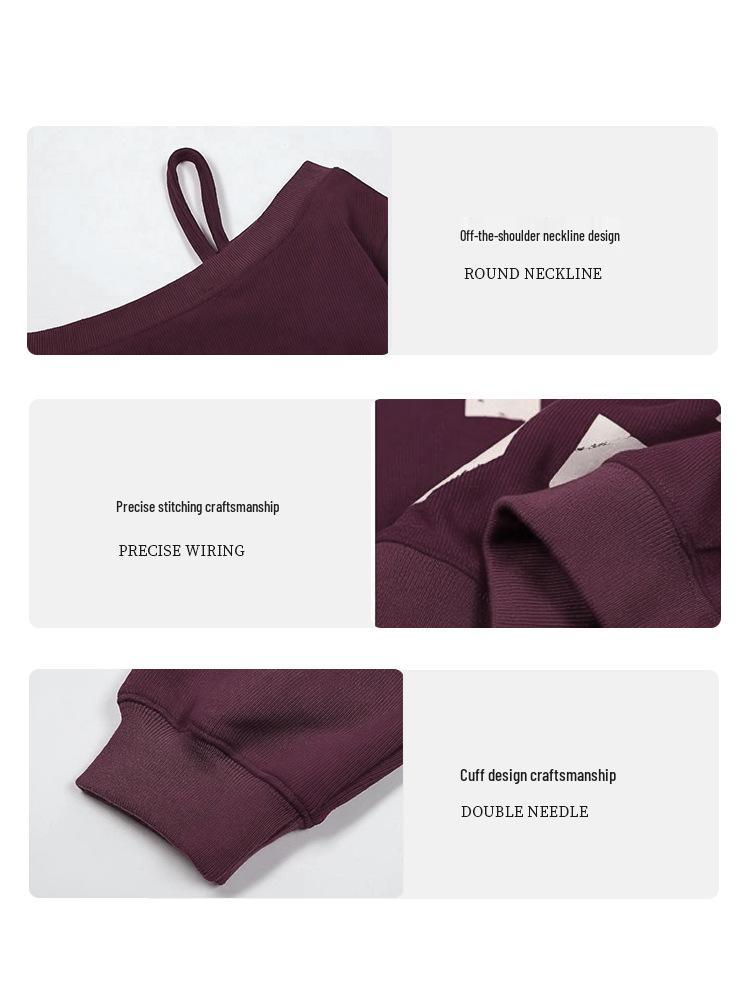 2026 New Women's Asymmetric Off-Shoulder Long Sleeve Hoodie