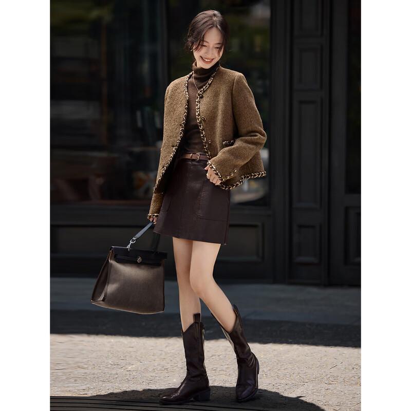 Women's Classic Round Neck Double-faced Wool Coat