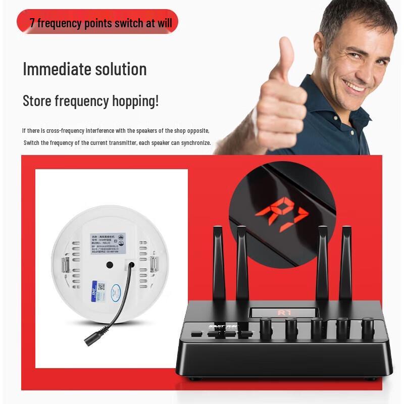 SAST 1-to-8 Wireless Bluetooth Commercial Ceiling Speaker System CN plug (adapter included)