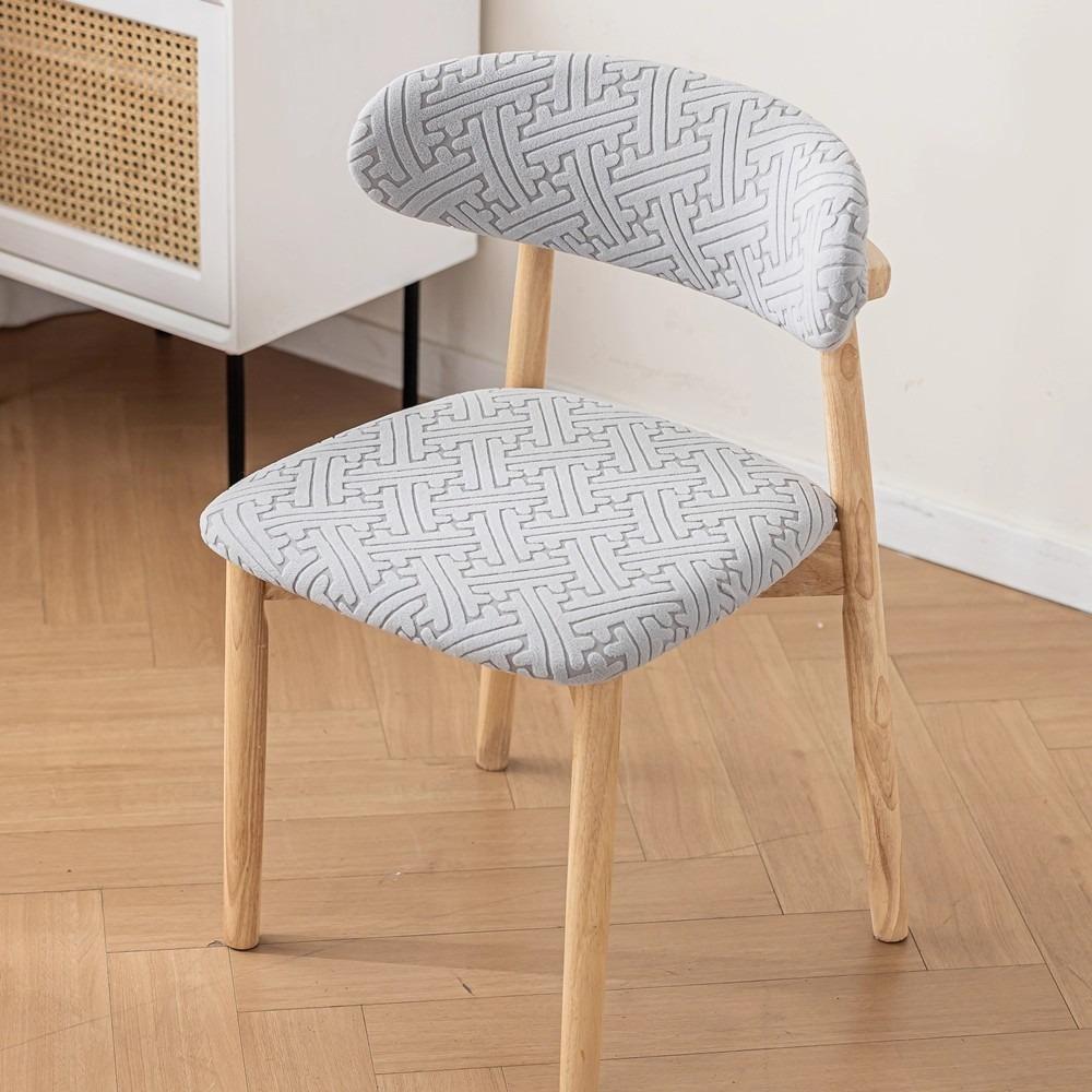 1 Set Curved Backrest Dining Chair Cover Split Type Printing Pattern Armless Chair Cover Elastic Backrest Protector Cove