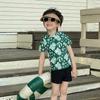 Toddler Boys' Cute Cartoon Green Leaves Sun Protection Two-Piece Swimsuit