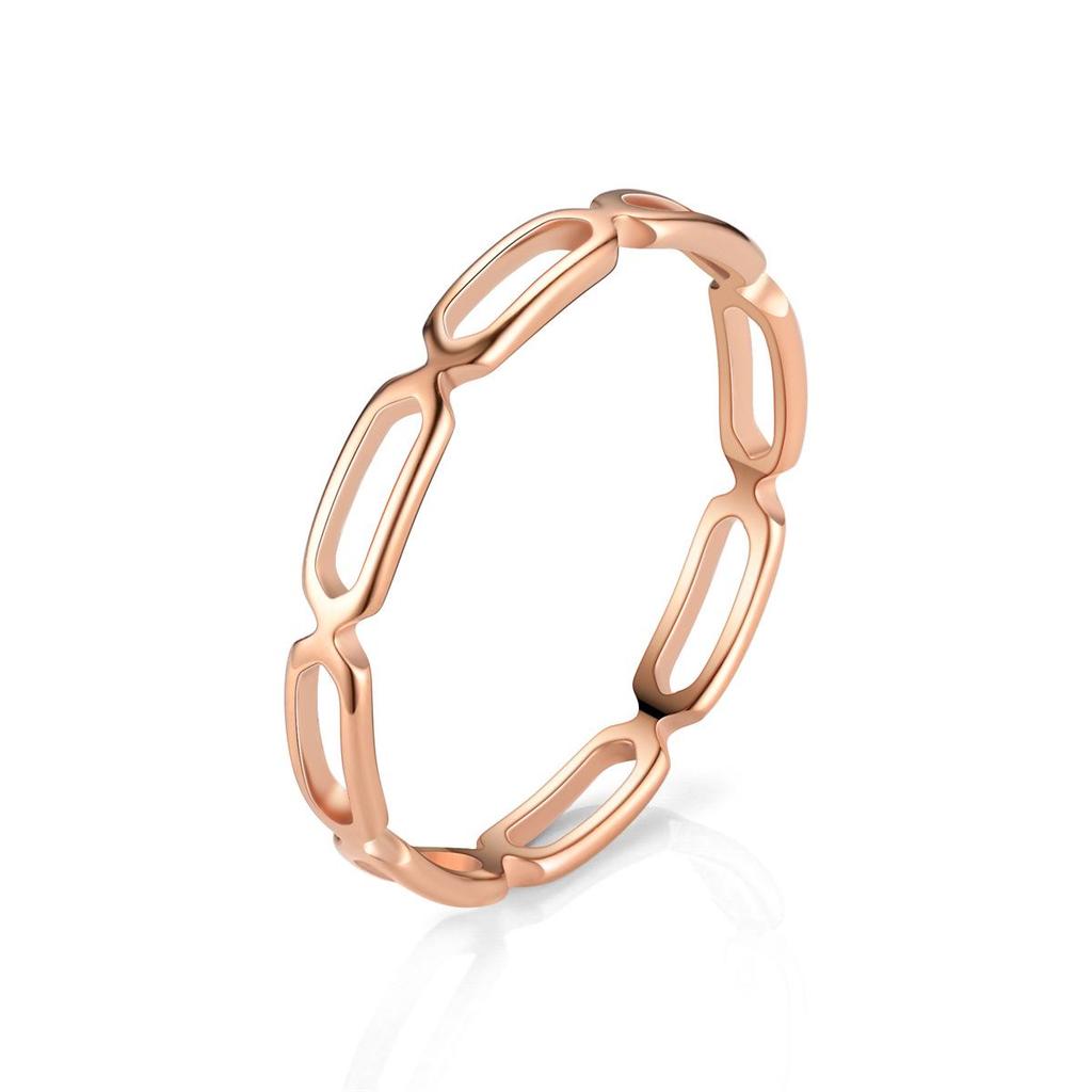 Women's 18K Rose Gold Titanium Steel Tricolor Cutout Ring