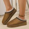 Fashion Ethnic Geometric Embroidery Close Toe Cotton Slides Women 2025 Short Plush Flat Heel Snow Boots Winter Warm Indoor Slippers