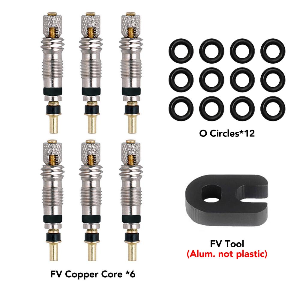 7-74PCS Presta Valve Core Brass FV Nozzle Replacement MTB Road Bike Tubeless Service Parts Alloy Remover Tool O-Ring Optional