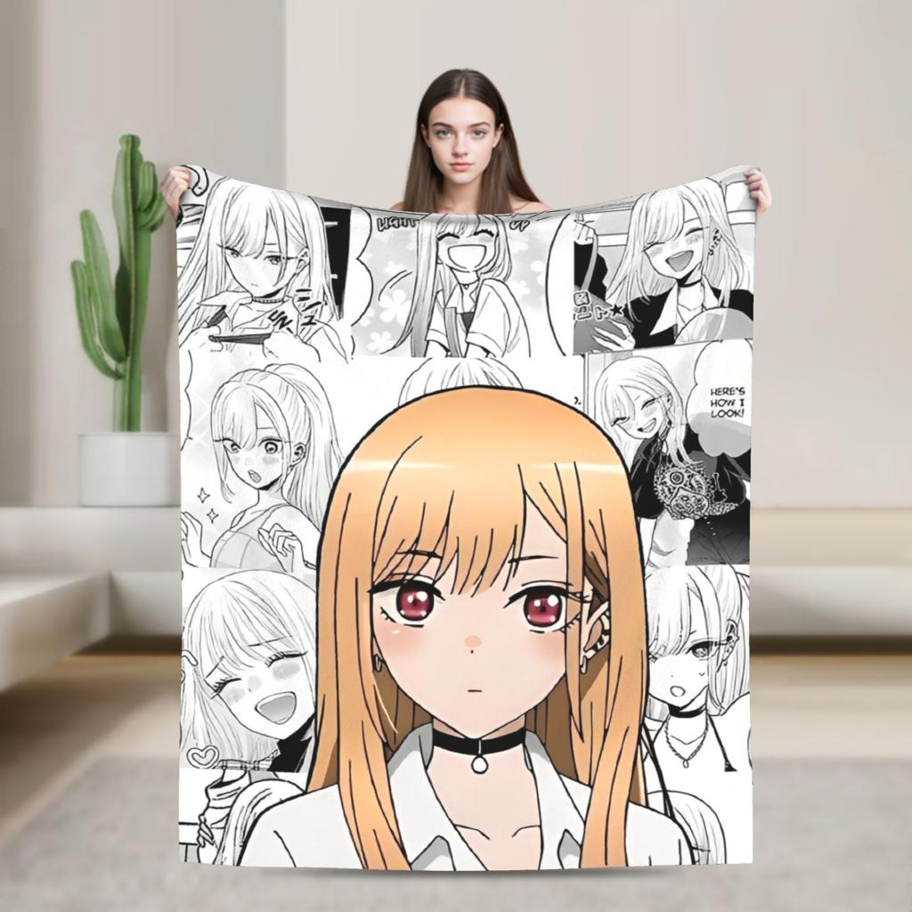 Japan Anime Marin Kitagawa Girl Blanket Multi-size Super Soft Cozy Throw Blankets for Sofa Couch and Bed