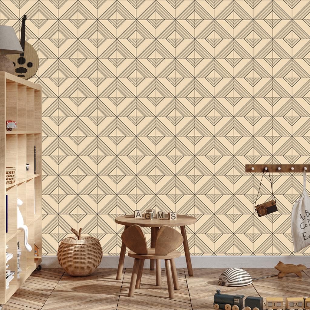 Geometric rhombus wallpaper beige and cream for living room and bedroom 50x1000