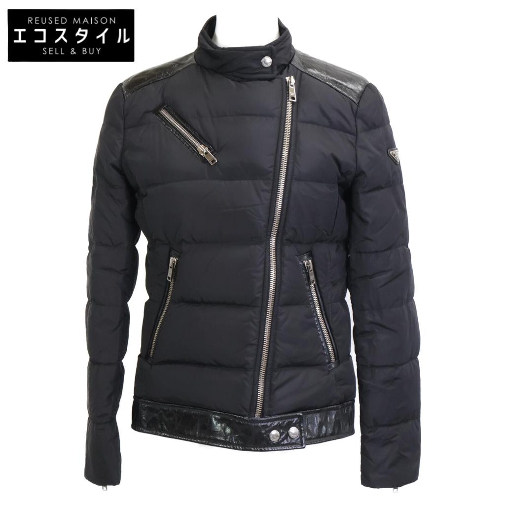 Prada [Domestic Regular] 13AW Leather/Nylon Switch Riders Jacket Jacket 40 blackUsed