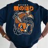 Summer Men Casual Short Sleeve T-Shirt Japanese Koi Fish Cloud Print Navy Blue with Orange Artwork Men Clothing
