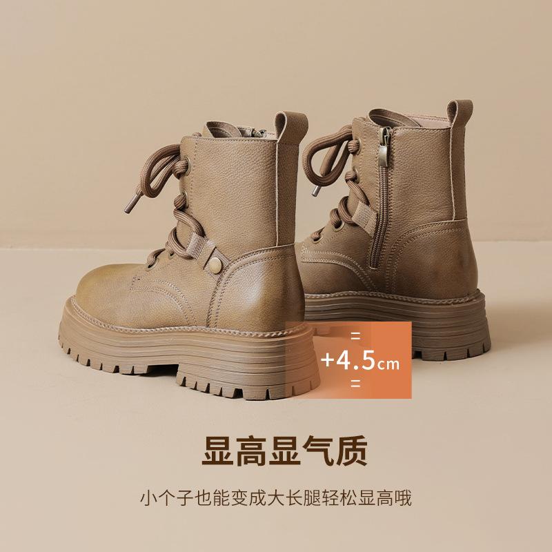 Augustine Brown Martin Boots Women's 2025 New Spring and Autumn Single Boots British Style Thick-soled Big Yellow Boots Locomotive Short Boots