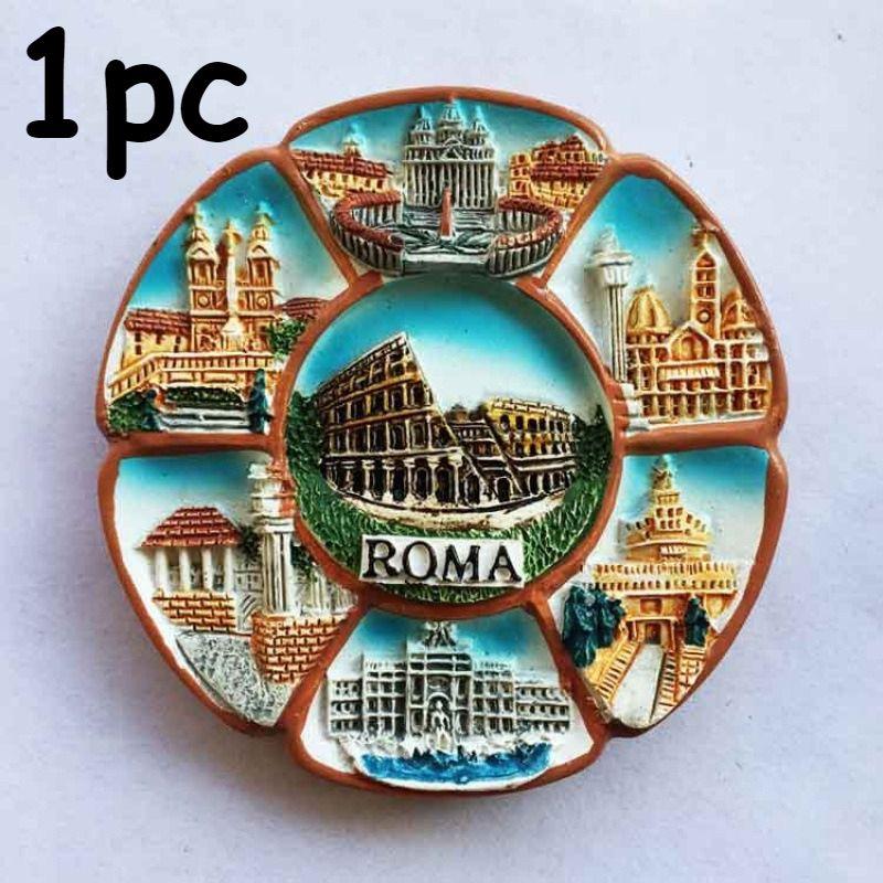 Resin Painted Refrigerator Magnet Set Featuring Famous Architectural Landmarks with Magnetic Backing for Display and Decoration on Metal Surfaces one size синий