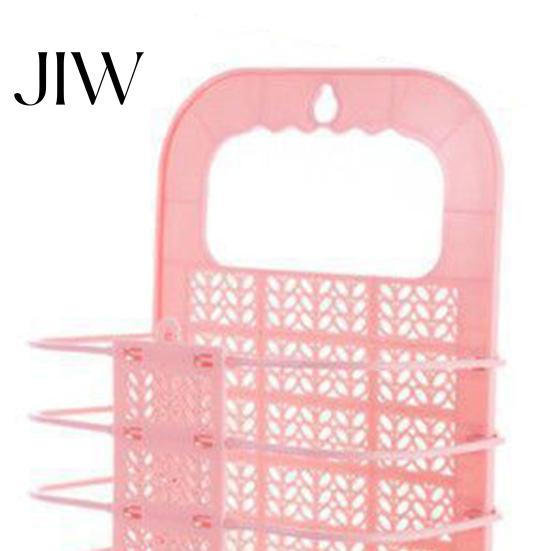 Plastic Laundry Storage Container Foldable Basket, Breathable Hollow Design, Wall Mounted Narrow Space Organizer Saving Organizer, for