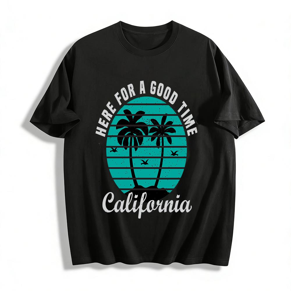 California Vacation Palm Tree Graphic Casual T-Shirt Pure cotton T-shirt XXS