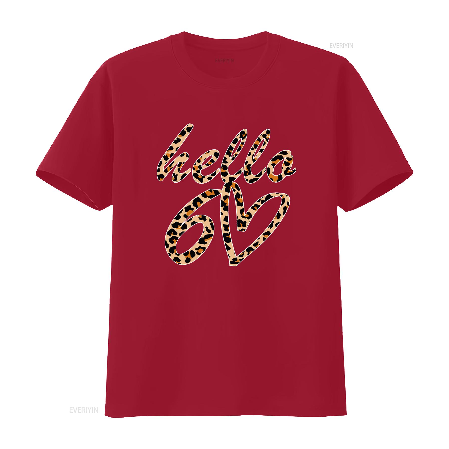 

Hello 60 T shirt Leopard 60th Birthday Baggy Boyfriend Baseball 3053 vintage Washed Casual designer clothes fashion homme S