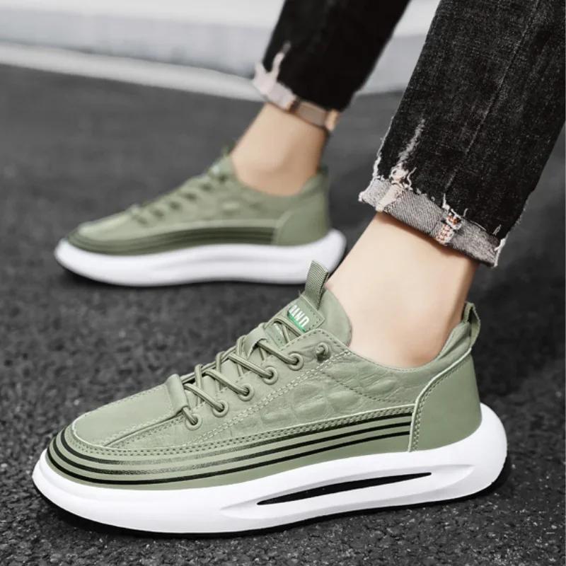 Fashion Crocodile Pattern Men Shoes Platform Loafers Summer Breathable Slip On Men Casual Sneakers Vulcanized Walking
